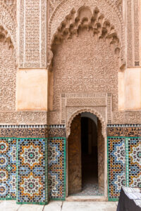 Afrika, Aussenaufnahmen, Calm, City, Color, Colorful, Culture, Farbe, Farbig, Hell, Kulture, Light, Marokko, Marrakech, Marrakesch, Medersa Ben Youssef, Mosaiken, Orange, Outdoor, Pattern, Ruhe, Stadt, Urban