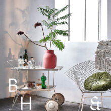 House bar and tray for drinks in industrial loft