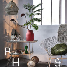 House bar and tray for drinks in industrial loft