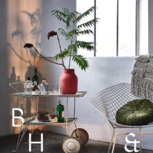 House bar and tray for drinks in industrial loft