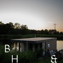 Travel photography of a lake in Poland with a house boat in the evening light