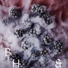 Frozen blackberries in smoke on pink background - food photography Anna Schneider