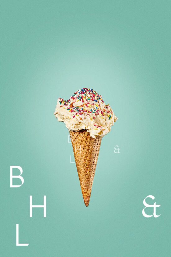 Vanilla icecream with colored sprinkles food photography